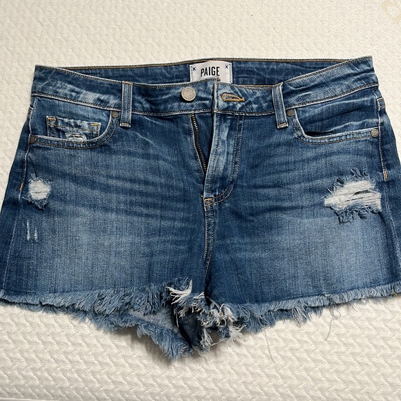 Paige Daryn Distressed Denim Shorts - Picture 2 of 3